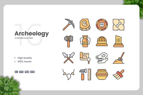 Archeology Color Icons: A Versatile Graphic Design Asset