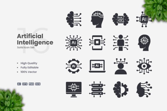 Artificial Intelligence Solid Icons: A Review for Graphics Sellers