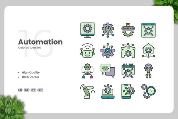 Automation Color Icons: A Versatile Graphic Design Asset for Modern Branding
