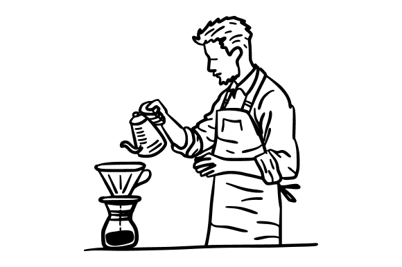 Barista with Dripper and Kettle Doodle Review
