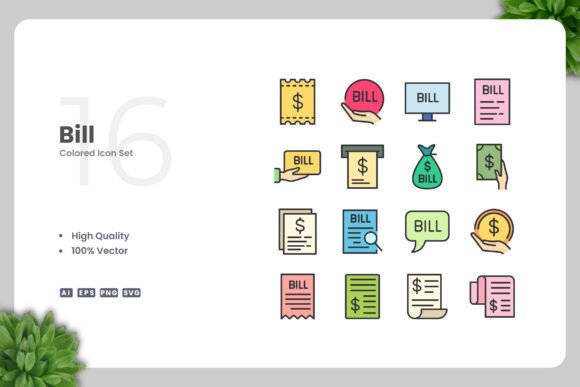 Bill Color Icons - Clean Graphics for Handmade Creations