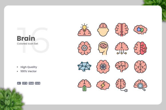 Brain Color Icons: A Modern Graphic Asset for Clean Visual Design