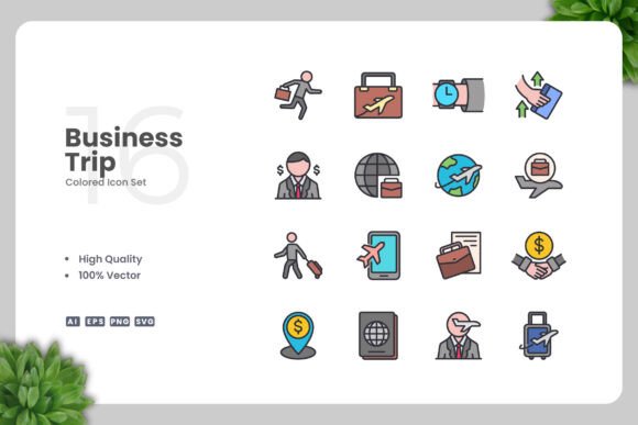 Business Trip Color Icons - Perfect for Handmade Projects