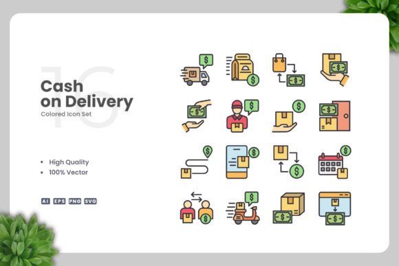 Cash on Delivery Color Icons – Modern Graphics for Clean Visuals