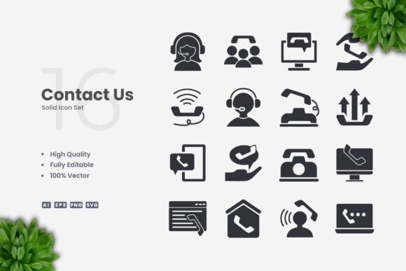Contact Us Solid Icons: Premium Graphics for Local Brands