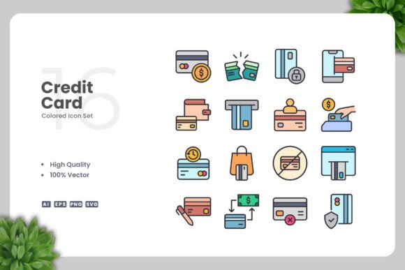 Credit Card Color Icons for Modern Graphics
