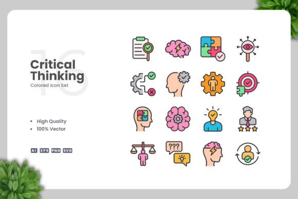 Critical Thinking Color Icons Graphics for Handmade Creations