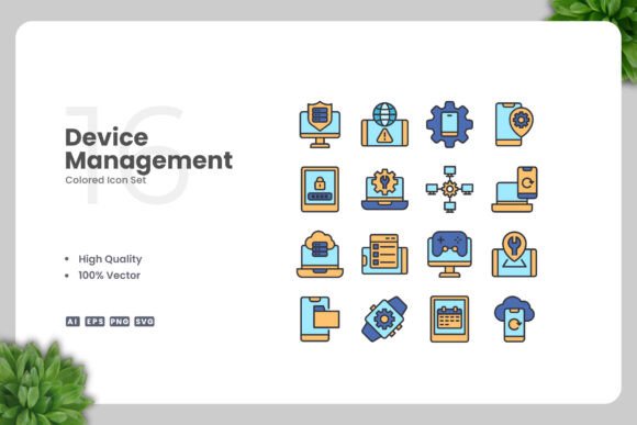 Device Management Colored Icons - A Versatile Graphic Design Asset