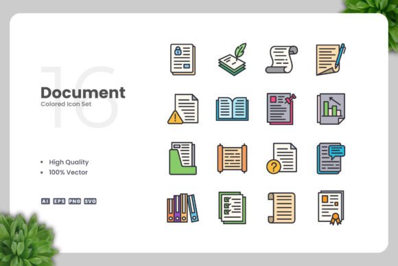 Document Color Icons: A Versatile Graphic Design Asset for Sellers