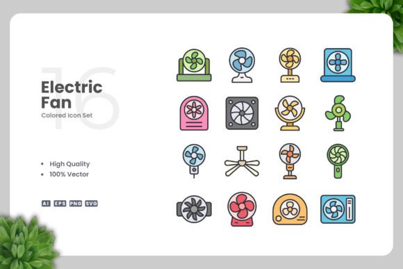 Electric Fan Color Icons for Modern Branding and Marketing