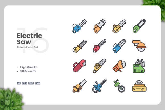 Electric Saw Color Icons - Graphics for Creative Sellers