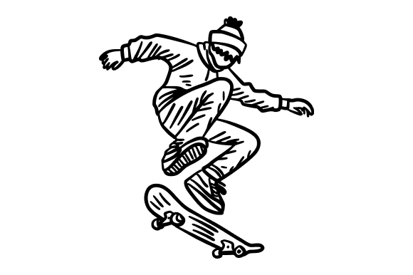 Extreme Skateboarding Stunt Doodle Graphics for Editorial Use