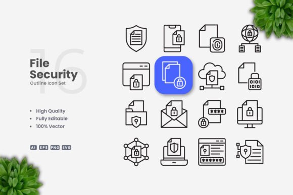 File Security Icons: Modern Graphics for Editorial Trust