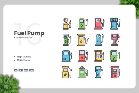 Fuel Pump Colored Icons for Modern Graphics