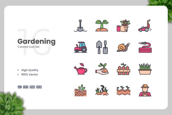 Gardening Color Icons - A Versatile Graphic Design Asset