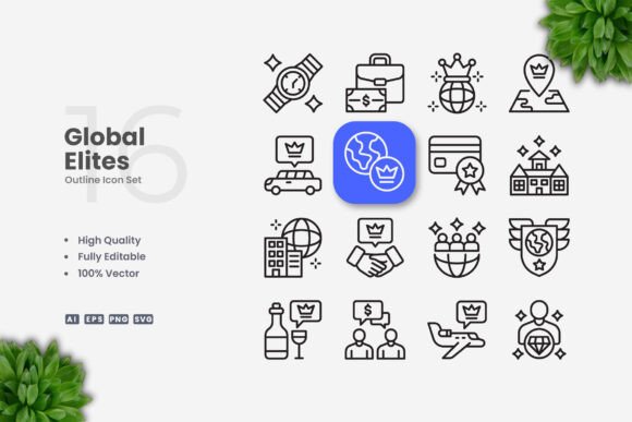 Global Elites Icons: Modern Graphics for Professional Blogs