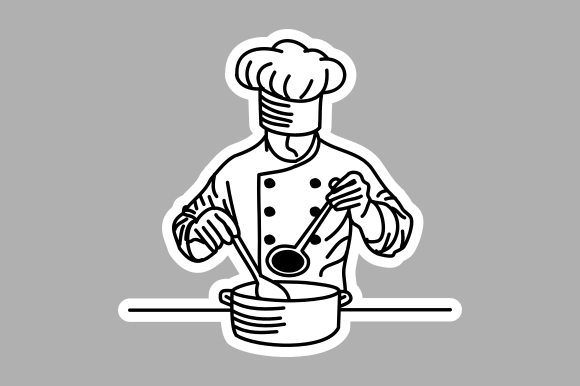 Hand-Drawn Chef Cooking: A Versatile Graphic Design Asset