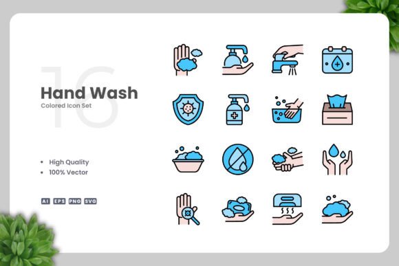 Hand Wash Color Icons for Digital and Print Products