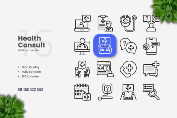Health Consult Icons: Premium Graphics and Icons for Crafters