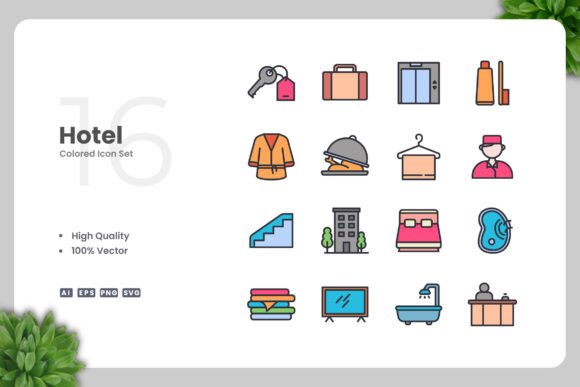 Hotel Color Icons – Clean Graphics for Modern Web Design