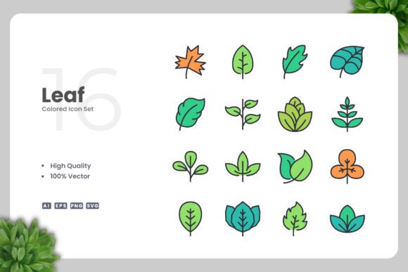 Leaf Color Icons - A Versatile Graphic Design Asset for Handmade Creations