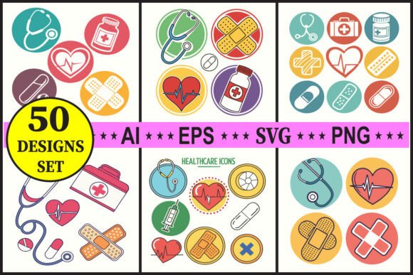 Medical and Healthcare Icon Vector Set for Graphics & Illustrations