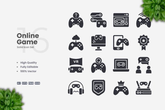 Online Game Solid Icons for Handmade Creations