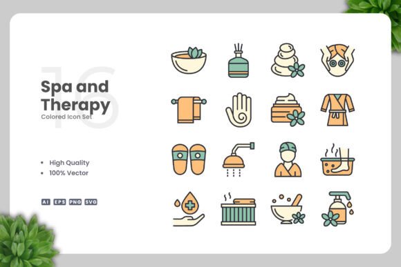 Spa and Therapy Color Icons for Modern Design Projects