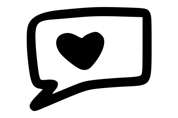Speech Balloon with Heart Doodle Graphics