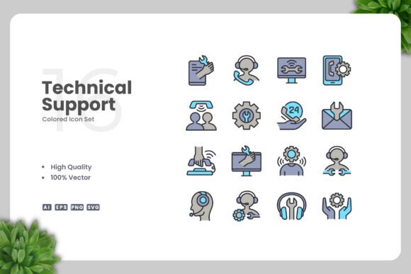 Technical Support Color Icons for Commercial Graphics