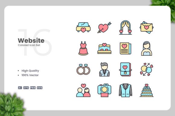 Wedding Color Icons for Modern Graphic Design