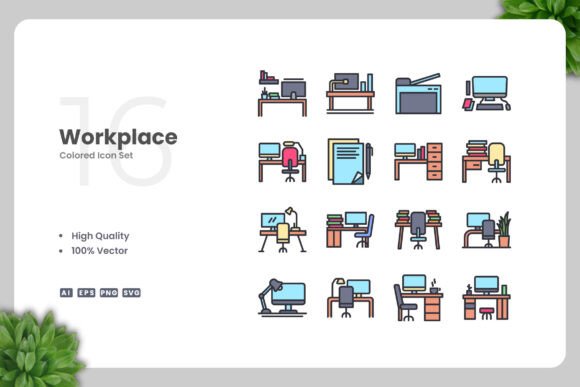 Workplace Color Icons for Small Business Branding